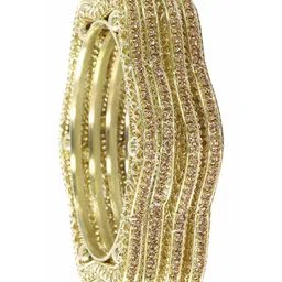 ZULKA Set of 4 Latest Star Design Alloy Metal Bangleswith Zircon Diamond-image-66