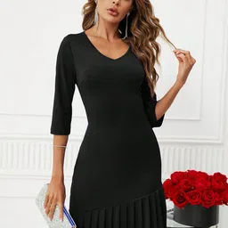 Kotty Solid V-neck Drop-Waist Dress image 1