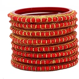 AMSHA Red Glass Artificial Stones & Beads Bangle-picture-12