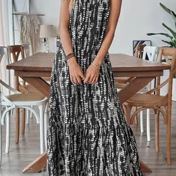 Outzidr Women Abstract Printed Sleeveless Maxi Dress-image-35