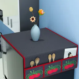 Kuber Industries Blue Printed 6 Utility Pockets Waterproof Refrigerator Cover-picture-11