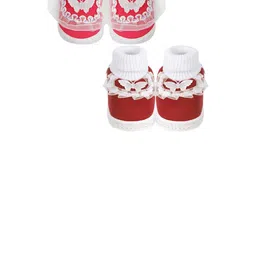 NESKA MODA 3 To 12 Month Cotton Baby Booty 2 Pair Combo Skin Friendly Soft Frill Butterfly Booties image 2