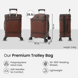 THE CLOWNFISH Vintage Series Textured Soft-Sided Cabin Trolley Bag image 4