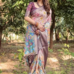 MAHARANI COUTURE Floral Printed Woven Design Border Banarasi Saree-picture-39