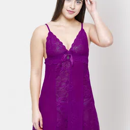 NOIRA Women Self Design Net Baby Doll image 1