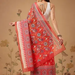 Silk Land Ethnic Motifs Zari Chanderi Saree With An Unstitched Blouse Piece image 5