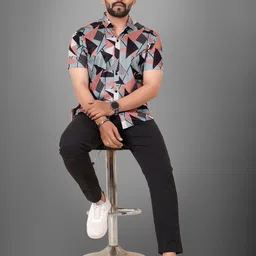 Metronaut Men Slim Fit Spread Collar Geometric Printed Casual Shirt-picture-30
