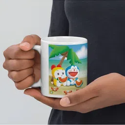 Mr UVD White Cartoon Characters Printed Ceramic Matte Cup 350 ml image 3