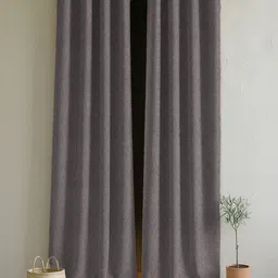 LINENWALAS Happy Sleeping Grey 2 Pieces Black Out Linen Door Curtain image 2
