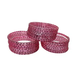 AMSHA Set Of 24 Shimmered Glass Bangles-image-80