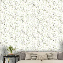 Asian royal White & Green Printed Waterproof Wallpaper-image-39