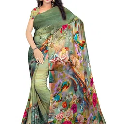 SHIVAM FABRICS Floral Poly Georgette Saree-picture-25