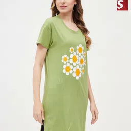 Dreambe Women Floral 2 Printed Applique T-shirt-picture-20