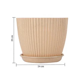 Kuber Industries Beige & Blue 6 Pieces Textured Durable Planters image 3