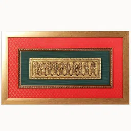 Exotic India Gold toned & Red Textured Wooden Framed Wall Decor Hangings-image-74