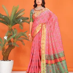 jayant creation Woven Design Zari Pure Silk Patola Saree-picture-18