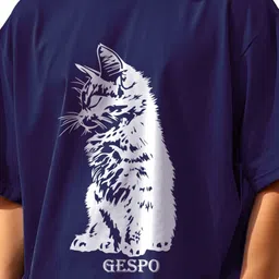 AUSK Graphic Printed Round Neck Drop Shoulder Sleeves Oversized Pure Cotton T-shirt image 3