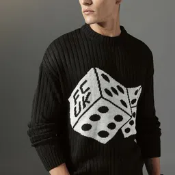 FCUK Geometric Self Designed Pure Acrylic Pullover-picture-27