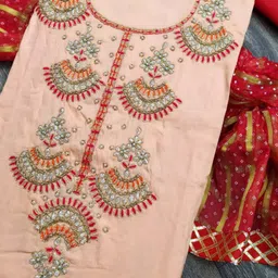 SAINOOR Embellished Semi-Stitched Dress Material image 3