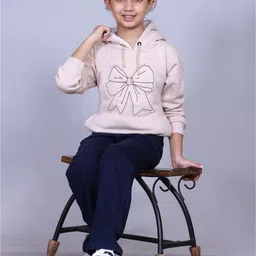 Come In Kids Girls Embroidered Hooded Neck Ribbed Hemline Long Sleeves Sweatshirt-picture-30