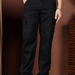 Kotty Men Easy Wash Regular Fit Mid-Rise Cargos Trousers-picture-17