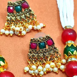 DIVYANSHI COLLECTION Brass American Diamond Gold-Plated Jewellery Set image 4