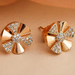 Peprika Women Gold-Plated American Diamond Brass Studs Earrings-picture-16