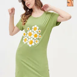 Dreambe Women Floral 2 Printed Extended Sleeves T-shirt-image-60