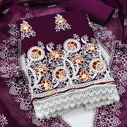 DIVASTRI Floral Embroidered Thread Work Unstitched Dress Material-image-54