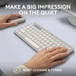 logitech Pebble 2 Wireless Keyboard and Mouse Combo (Quiet and Customizable, Tonal Sand) image 4