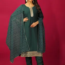 JDS LIFESTYLE Women Floral Regular Kurta with Trousers & With Dupatta image 2