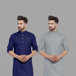VS MALL Men Grey Kurtas-picture-30