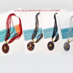 Grace Collections Gold-Plated Artificial Beads Brass Jewellery Set image 1