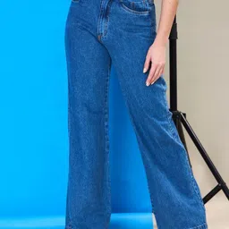 NU CLOTHS Women Comfort Wide Leg High-Rise Stretchable Jeans-picture-26