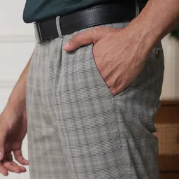 SUBTRACT Men Checked Wrinkle Free Trousers image 5