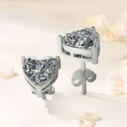 MISS HIGHNESS 925 Sterling Silver Rhodium-Plated CZ Studded Triangular Studs-picture-24