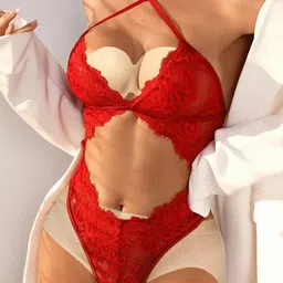 VAGHBHATT Self-Designed Lace Halter Neck Baby Doll image 2