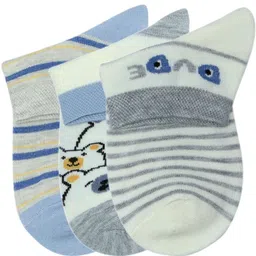 N2S NEXT2SKIN Kids Pack Of 3 Striped Ankle-Length Socks-picture-15