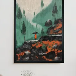 SOWPEACE Green & Black Printed Canvas Abstract Wall Art-picture-32