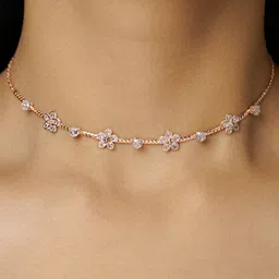 SWASHAA Rose Gold Plated Stainless Steel Cubic Zirconia Necklace image 4