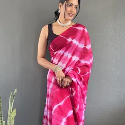 LeeliPeeri Designer Tie and Dye Sequinned Poly Georgette Ready to Wear Saree image 5