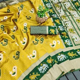 tammu designer Ethnic Motifs Woven Design Zari Saree With Unstiched Blouse image 3