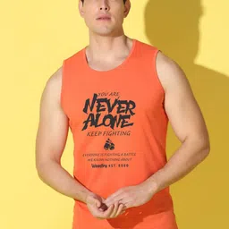 WOOSTRO Pack Of 2 Printed Combed Cotton Gym Vests -VWS26(ALONE ORANGE)(HARD MUSTARD) image 2