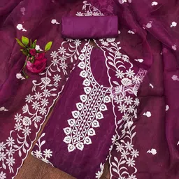 Rangtulika Ethnics Embroidered Organza Unstitched Dress Material-image-60