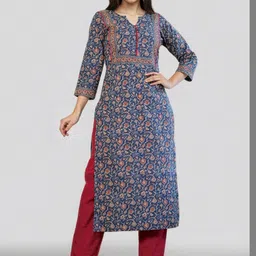 SZN Women Blue Floral Printed Floral Kurta-image-41