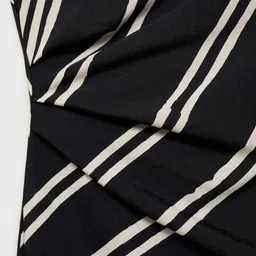 MANGO Diagonal Stripes Ruched Effect Cowl Neck A-Line Midi Dress image 3