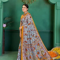Munir Kalamkari Printed Pure Cotton Block Print Saree-image-23