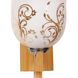 1ST TIME Gold-Toned & White Printed Wood Traditional Wall Lamp image 5