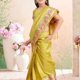 BAESD Girls Woven Design Pant Banarasi Saree image 3