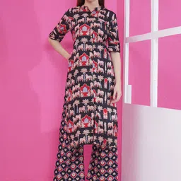 LABEL KASHI Women Ethnic Motifs Printed Kurta with Trousers-image-28